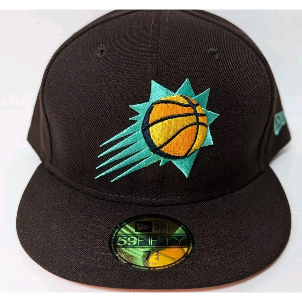 NBA PHOENIX SUNS BURNT WOOD NEW ERA 59 FIFTY FITTED MENS HAT SZ 7 3/4 BROWN NEW